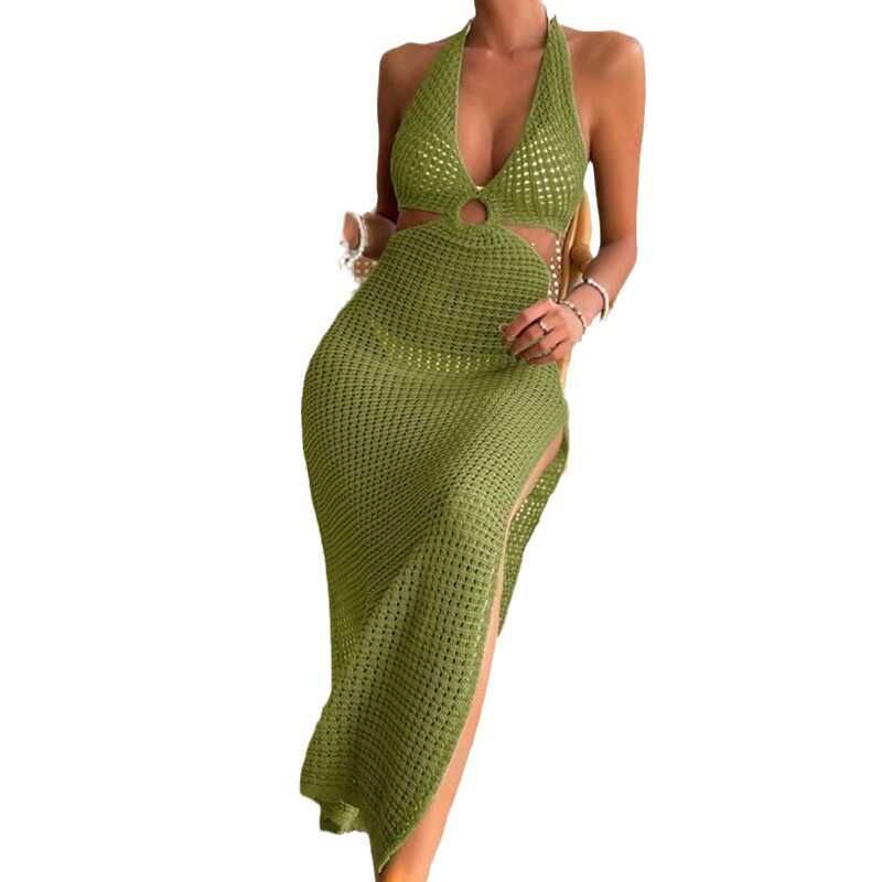 Beach Swimsuit Cover up Beach Dress Women Knitting Cut Out Bikini Swimsuit Blouse Sun-Protective Clothing