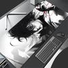 Mond Samurai Wolf Mauspads PC Cool Roter Anime Junge Tastaturteppich Gamer Schrank Mauspads Laptop Schwarz und Weiß Erweiterte Schreibtischmatte