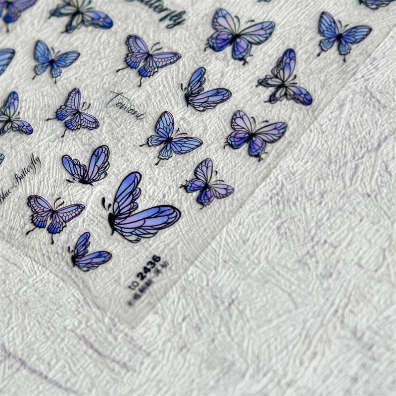 

Exquisite Butterfly Relief 3D Nail Sticker 2436# Colorful Butterfly(Blue Gradient)