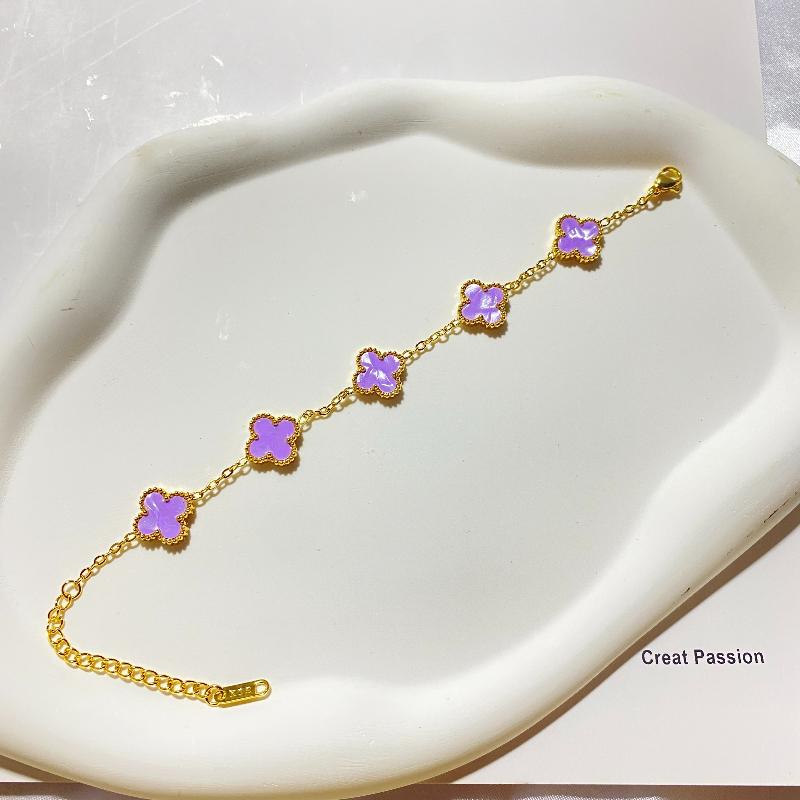 Female Titanium Steel Does Not Fade 9MM Five-flower Lucky Four-leaf Clover Bracelet Is Fashionable and Versatile