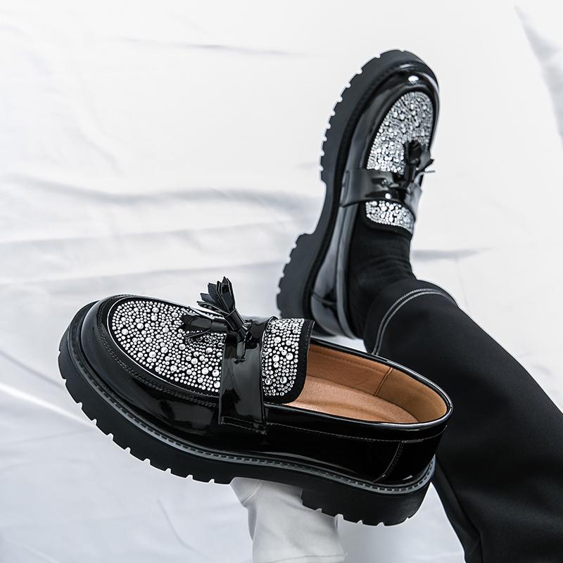 Fashion Four Seasons Men Business Loafers Black PU Men Casual Comfortable Height-increasing Fashion Shoes Travel Shoe Men Sizes 38-46