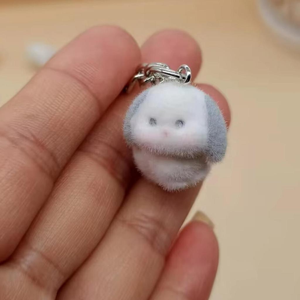 Cute Rabbit Keychain Pendant Cartoon Animal Shaped Keyrings Fashionable Flocking Key Rings Jewelry for Backpacks