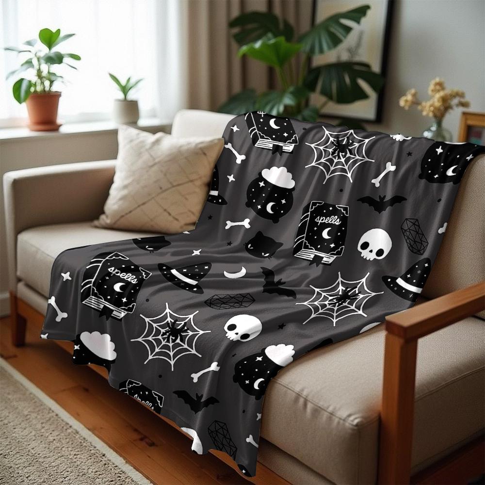 Witch Magic Icon Anime Cartoon Flannel Blanket Soft Warm Throw for Bedroom Sofa Car Kids Holiday Gift