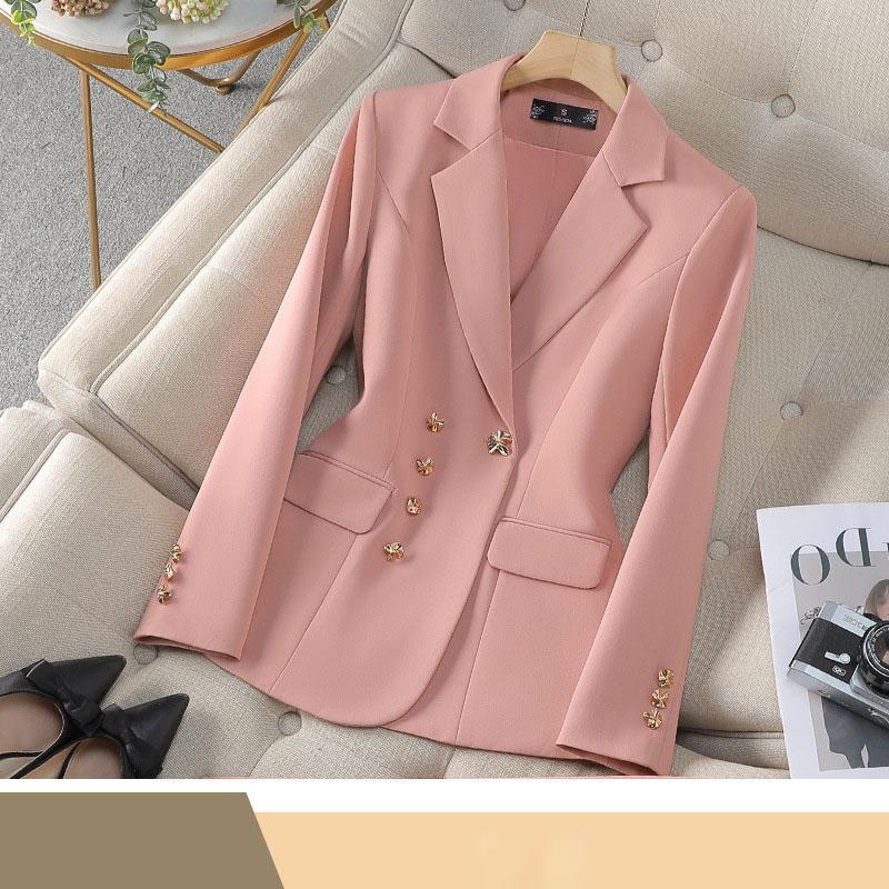 Pink Suit Set Women's Spring Autumn Professional Work Uniform Broadcast Host Formal Outfit Female Style Business Attire