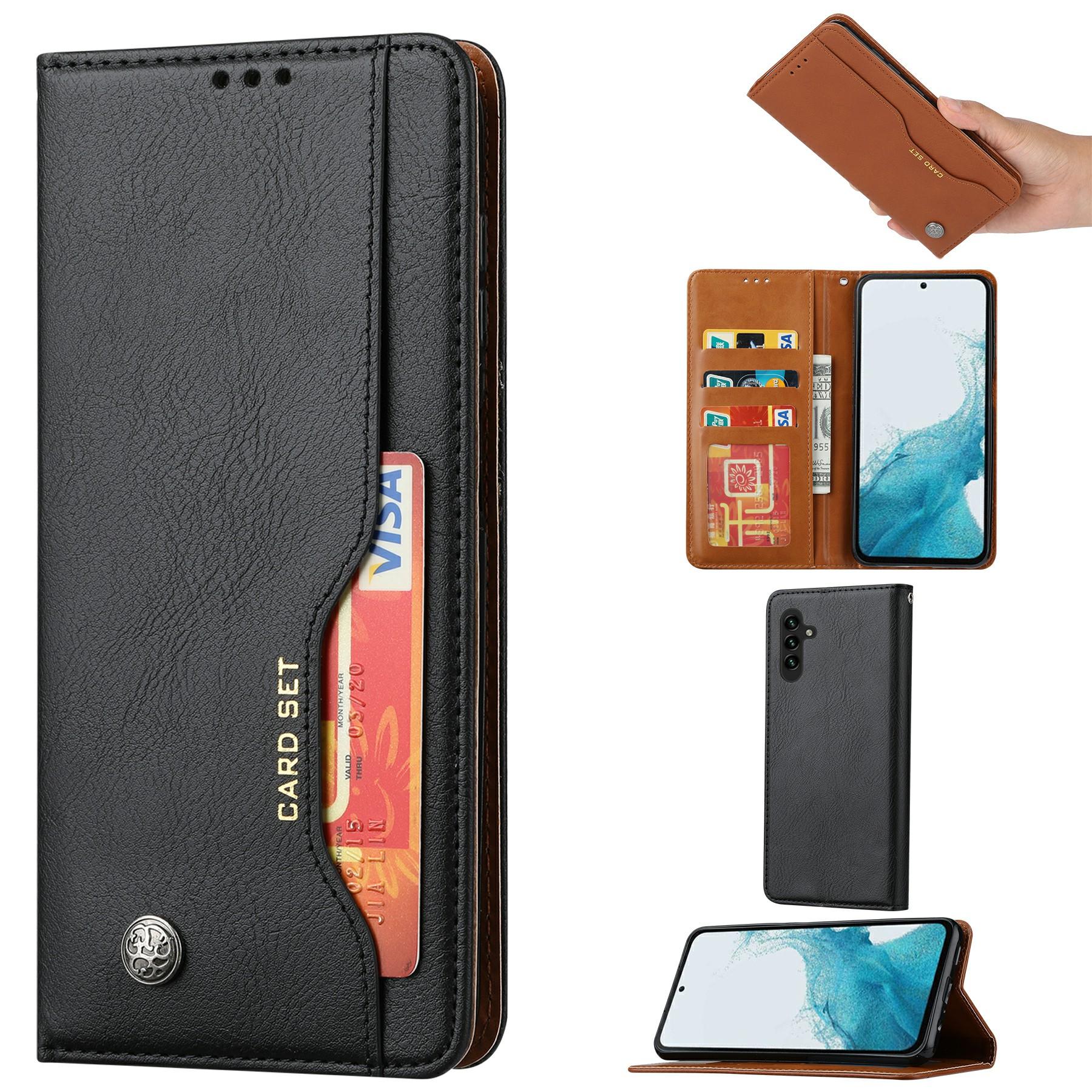 

For Samsung Galaxy S25 Cell Phone Case Magnetic Closing PU Leather Stand Cover Black