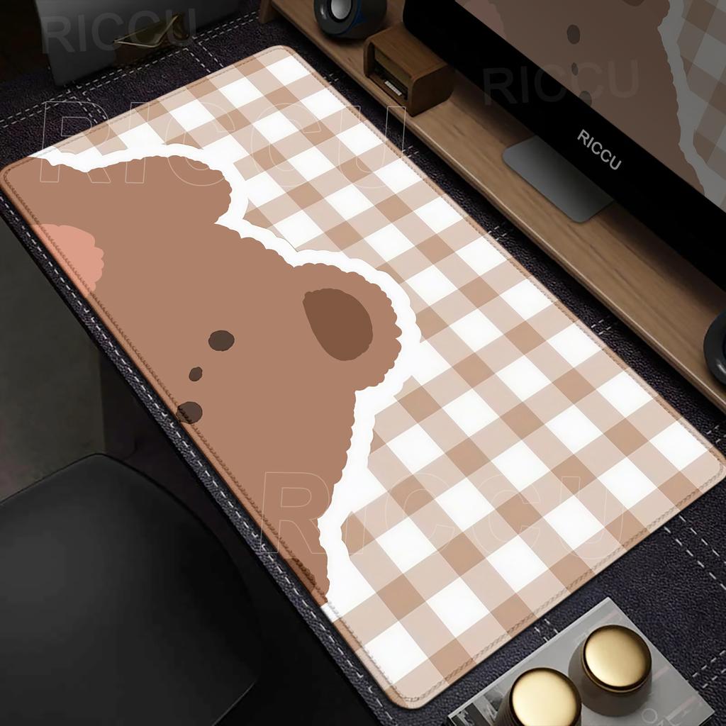Cute Brown Bear Mouse Pad Rubber Non-Slip Computer Keyboard Anime Bears Desk Mat Office PC Cabinet XXL Tablepad E-Sports Carpet
