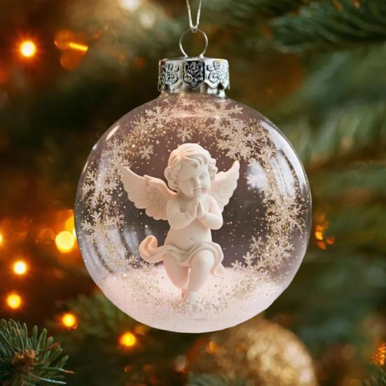 Závěsná ozdoba Sněhová koule Vánoční sněhová scéna Ozdoba anděl Průhledná vánoční koule Dekorace na vánoční stromeček Domov Zimní sváteční párty