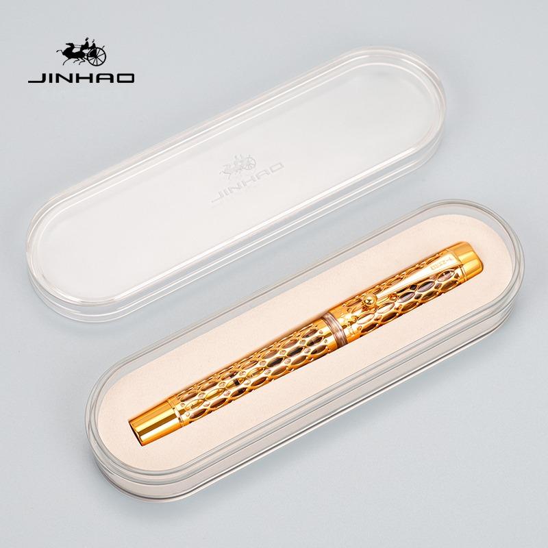 JINHAO 100 Centennial Resin Hollow Series Fountain Pen Golden Clip Business Office Gift Pen Stationery School Supplies PK 9019