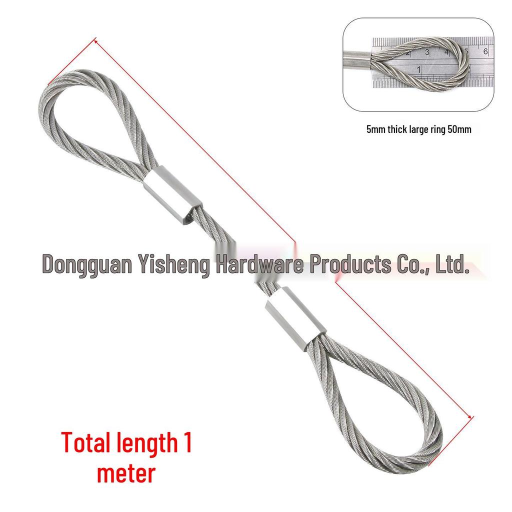 304 Stainless Steel Wire Rope Slings with Double Buckle Crimping Head for Rigging and Lifting.