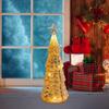 Glass Christmas Tree with Lights Tabletop Xmas Night Light Figurine Ornament for