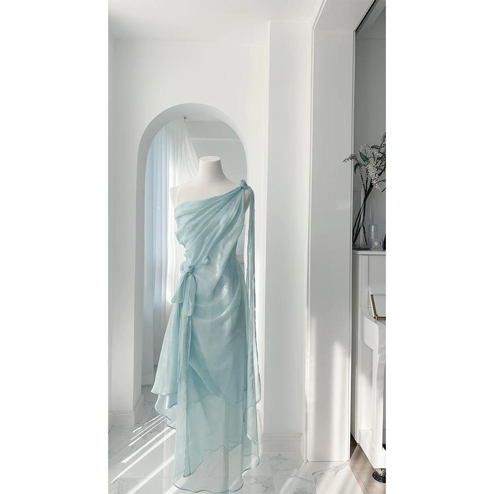 

Elegant Age-Reducing French Waist-Cinching Summer Dress for Women XL (55-60 kg)
