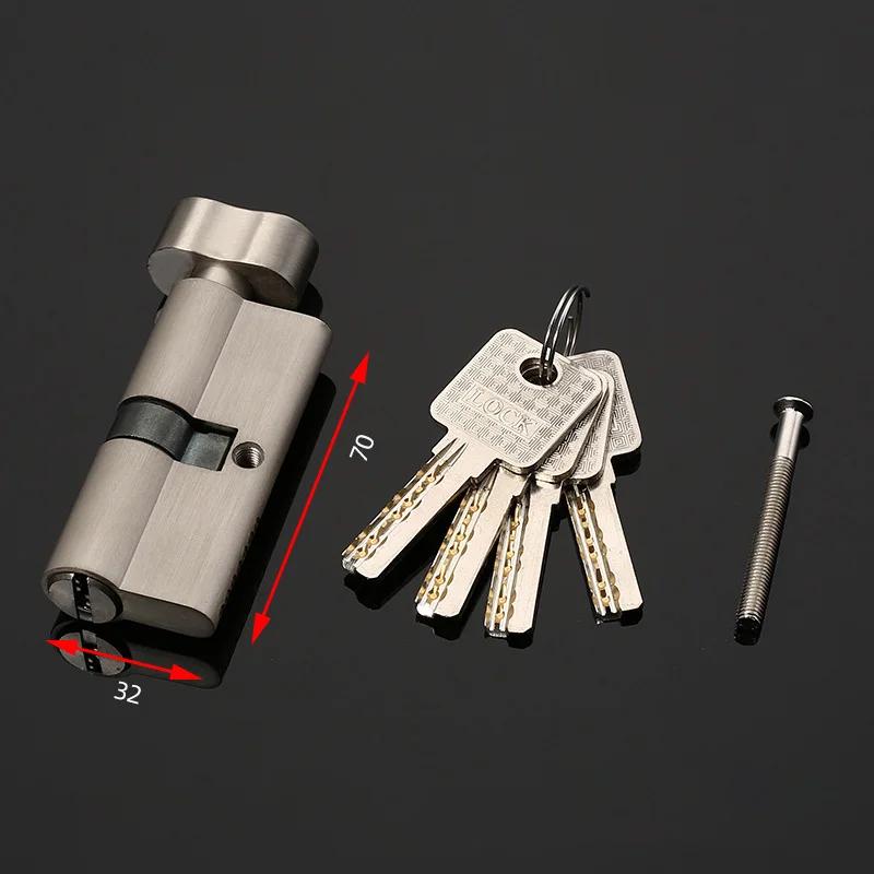 Door Lock Cylinder 70Mm/80Mm/90Mm Security Copper Lock Cylinder Interior Bedroom Living Handle Brass Key Locking 3/4/5 Keys New