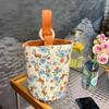 Lunch Bag Retro Flower Bucket Bag Large Capacity Mummy Bag Simple Canvas Handbag  Women