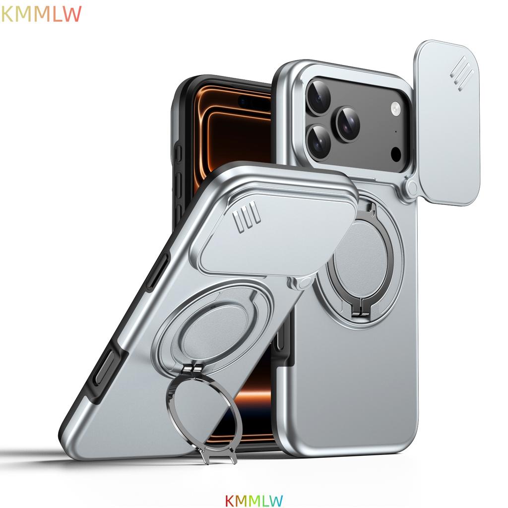 Magnetic Ring Stand Case For iPhone 17 Pro Max Slide Camera Lens Protection TPU Frame Plastic Back Cover