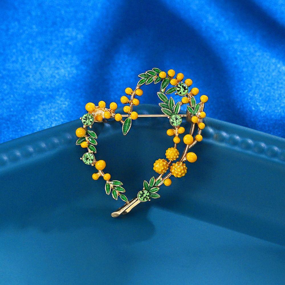2-color Fruits Heart Brooches Love Party Plant Brooch Beautiful Mimosa Brooch  Suit Accessories