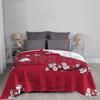 Red Japanese Cherry Blossom Pattern Blanket For Sofa Bed Travel Pattern Texture Chic Abstract Japan Japanese
