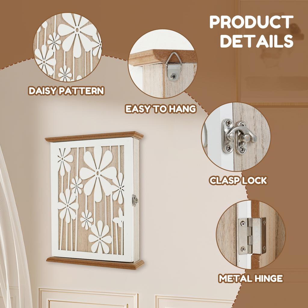 Wooden Key Holder Wall Mount with 6 Key Hooks Key Hanger Key Box Key Organizer for Entryway Hallway Office Home Decor Home