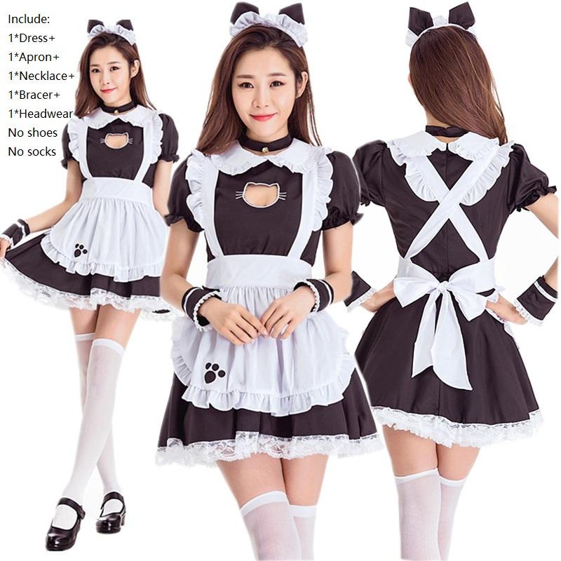 Costume Womens Cosplay Lolita Cat Maid Dress Halloween Party Bubble Skirt
