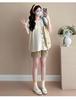2026 Korean Puff Sleeve Doll Shirt & Belly Support Shorts Set