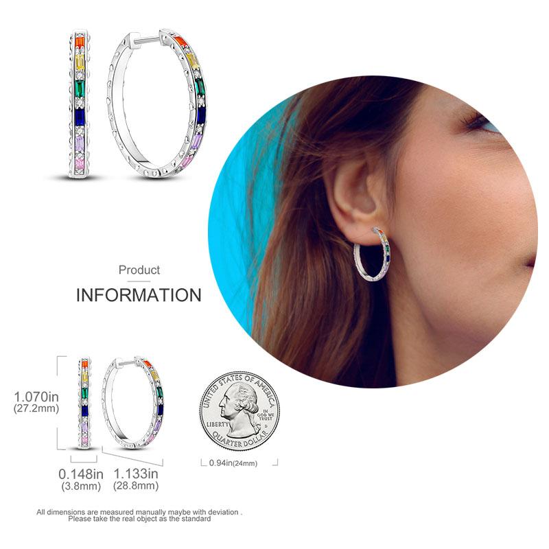 925 Silver Hoop Earrings  For Woman Pendientes Zircon Heart Shape Star Eardrop Original Earring Fashion Jewelry