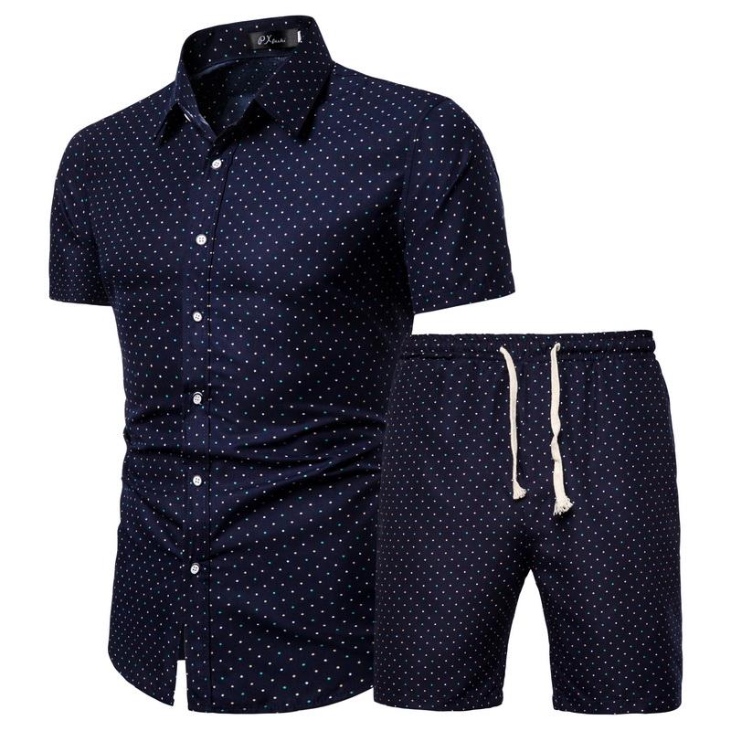 Men Sets Men Clothing Short Sleeve Shirt Shorts Set Floral Printed 2 Piece Set Summer Beach Wear Outfit for Men