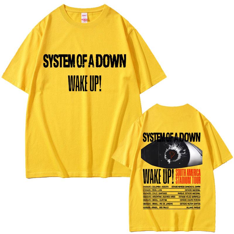 2025 Summer Rock Band System of A Down Wake Up South America Stadium Tour Alternative Metal Merch Tshirt Men Oversized T Shirts