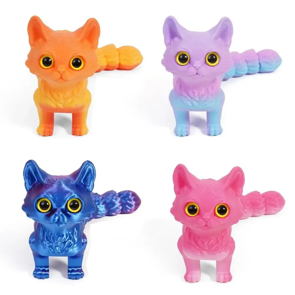 3D Printed Realistic Mini Animals Toy Articulated Joints Cat Figurine Multi-Jointed Movable Home Decor Desktop Craft Ornament