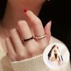 Trendy Black and White Titanium Steel Index Finger Ring for Women