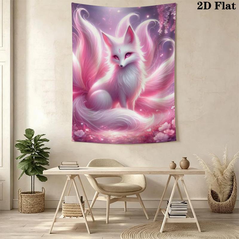 Elegant Pink Fox Pattern Home Decor Tapestry, Wall Hanging, Decorative RV Wall Cloth.ZGT0914434
