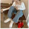 Vintage High Waist Drag Jeans Summer Loose Thin Large Size Straight Wide Leg Trousers Women's Jeans
