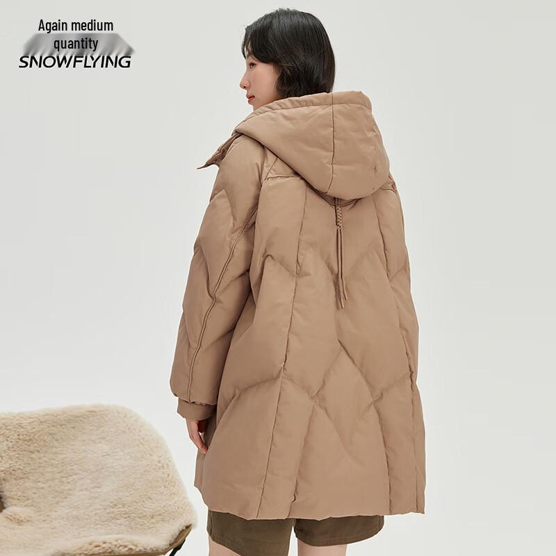 XueZhongFei Women's Mid-Length Detachable Hooded Down Jacket