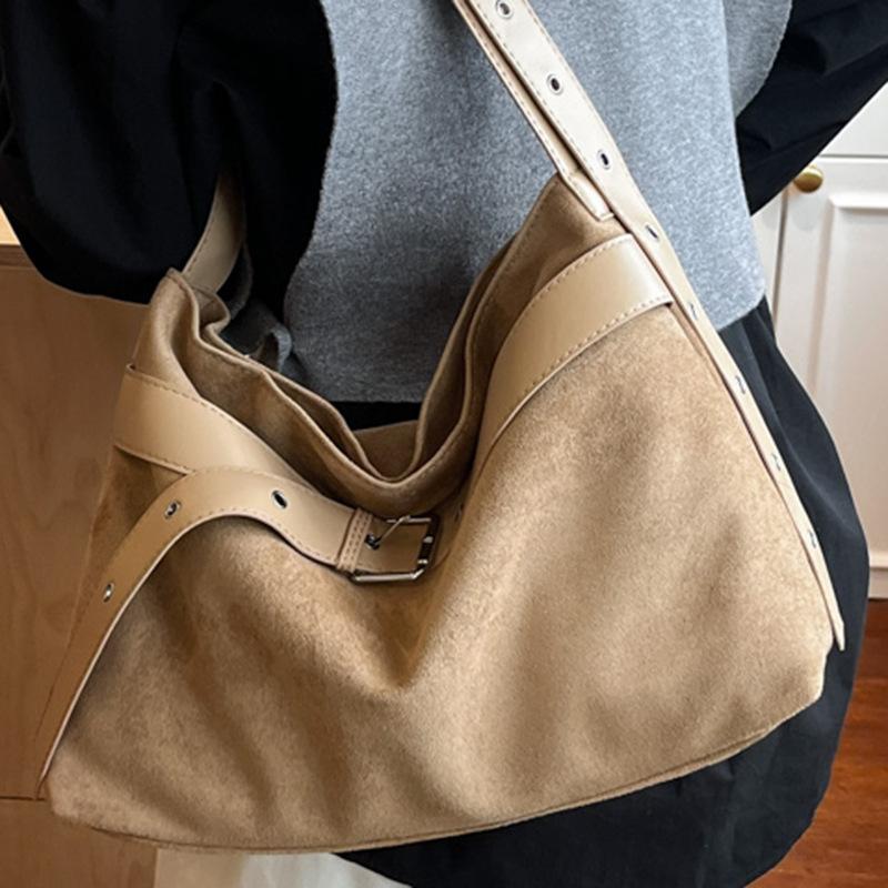 Lazy Wind Retro Matte Suede Winter New Shoulder Bag Simple Bag Large Capacity Commuter Bag