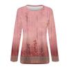 Women's Fashion Casual Long Sleeve Print Round Neck Pullover Top Blouse