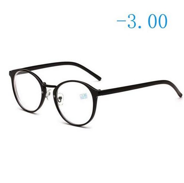 Round Finished Myopia Glasses Women Men Ultralight Black Frame Short-Sight  Eyewear Prescription -1.0 -1.5 -2 -2.5 -3 -3.5 -4