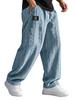 European and American straight-tube loose-tie sports casual pants knitted jacquard trousers men's versatile