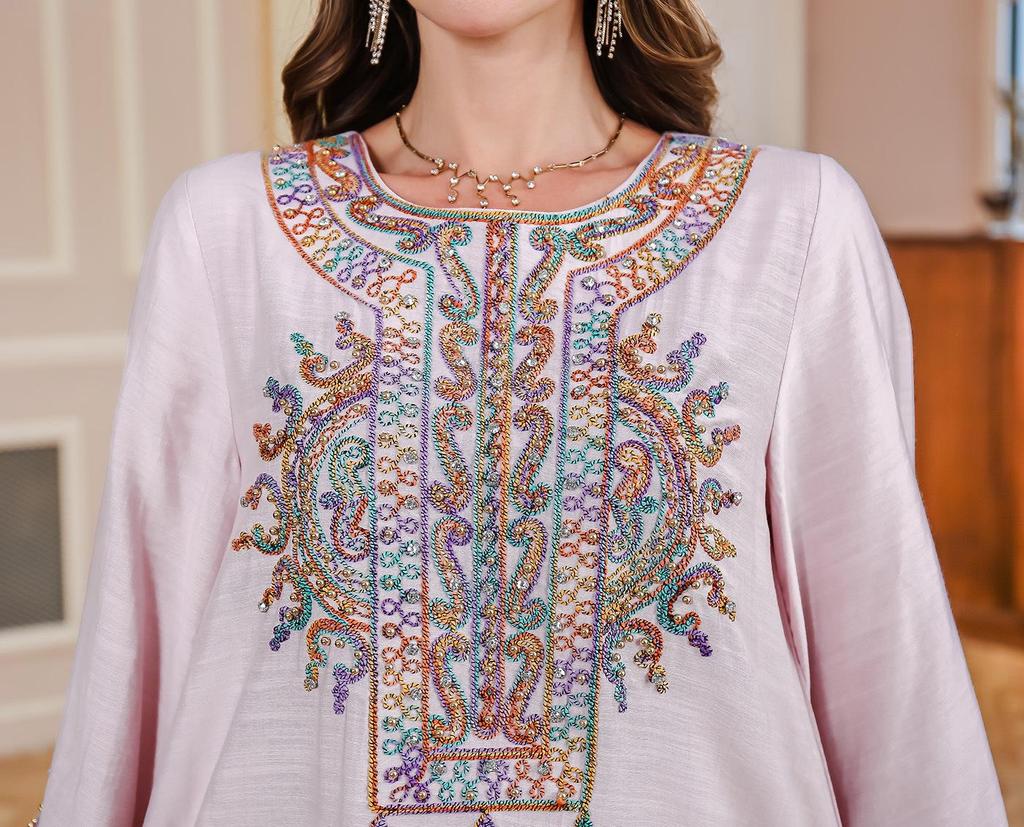 Embroidered Muslim Abaya - Middle Eastern Long Dress