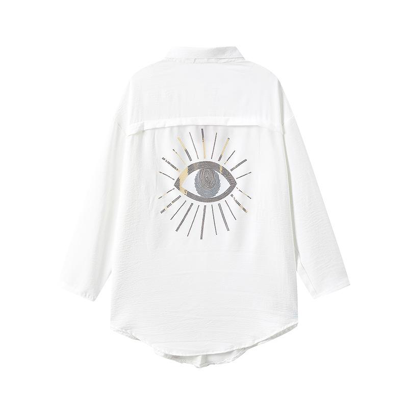 European and American Women's Plus Size Turn-Down Collar Casual Long-Sleeve Shirt for Autumn and Winter.