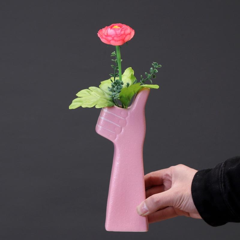 Creative Hand Shape Vase Ceramic Hydroponic Vase Flower Arrangement Home Decor Desktop Art  Ornament Garden Supplies
