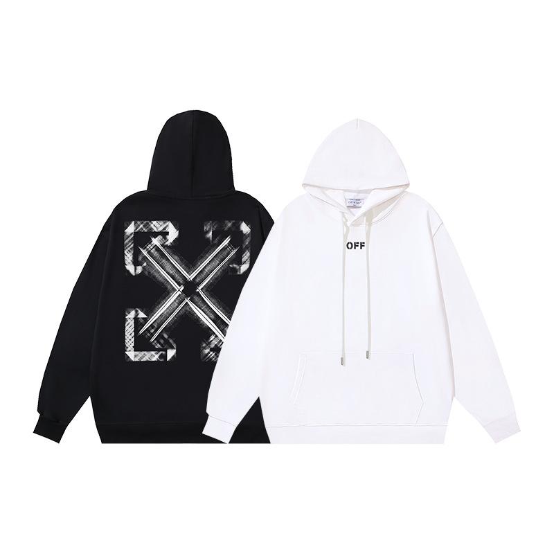 1225 Off-White 2026 Autumn/Winter New OW Grid Arrow Pattern Printed Hoodie for Men and Women
