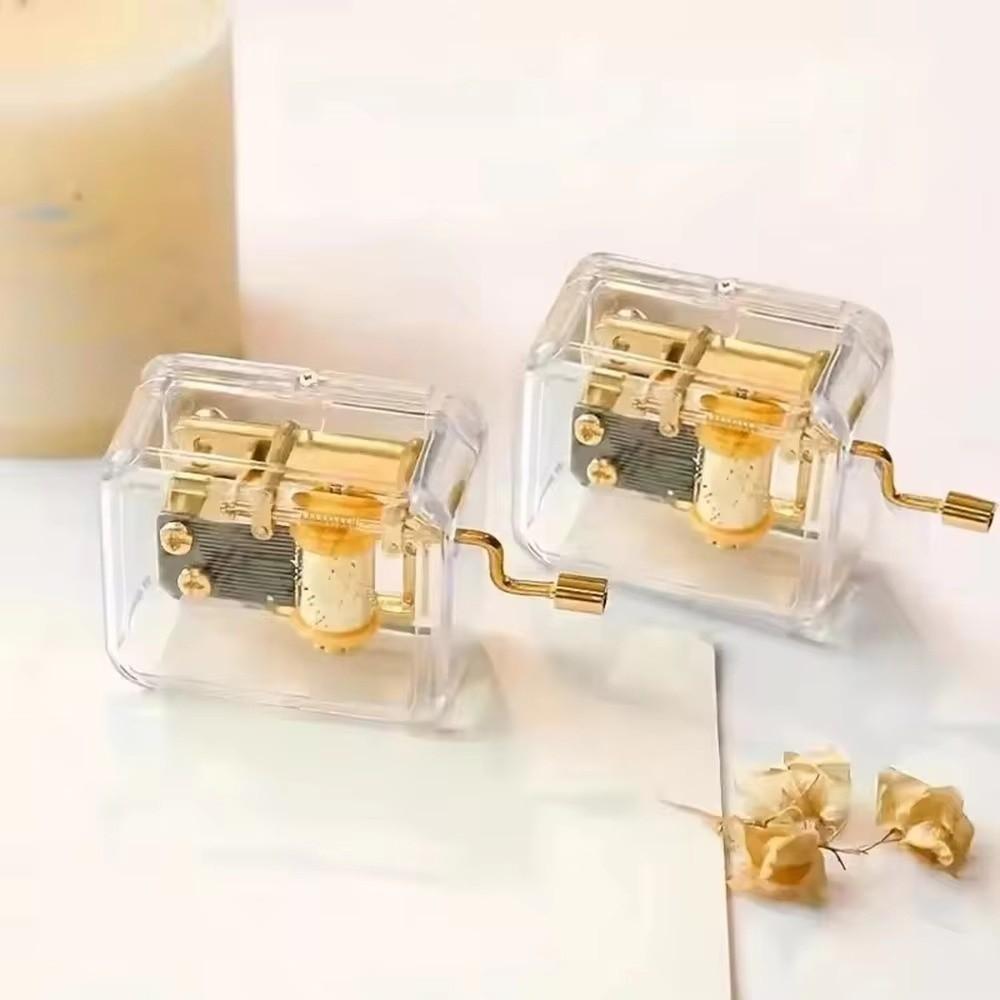 Plastic Music Bell Gold-Plated Music Box Movement Creative Hand-Cranked Music Box  Graduation Gift