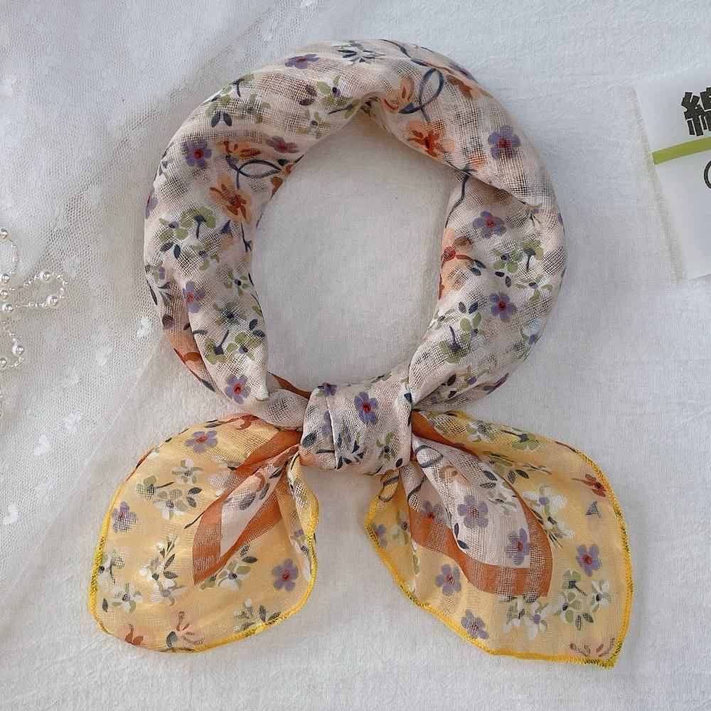 58*58Cm Women Square Neckerchief And Headscarf Female Floral Print Small Shawls Scarves Spring Summer Headband Scraves