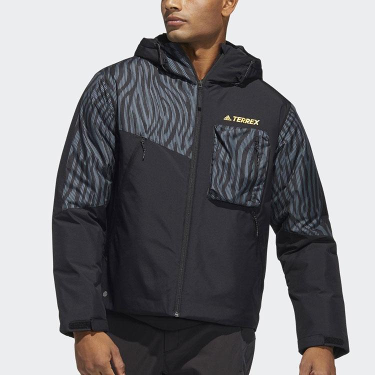 Adidas Cny Spring Festival Pattern Color Block Warm Sports Hooded Cotton Jacket Men Jacket Black HE7336