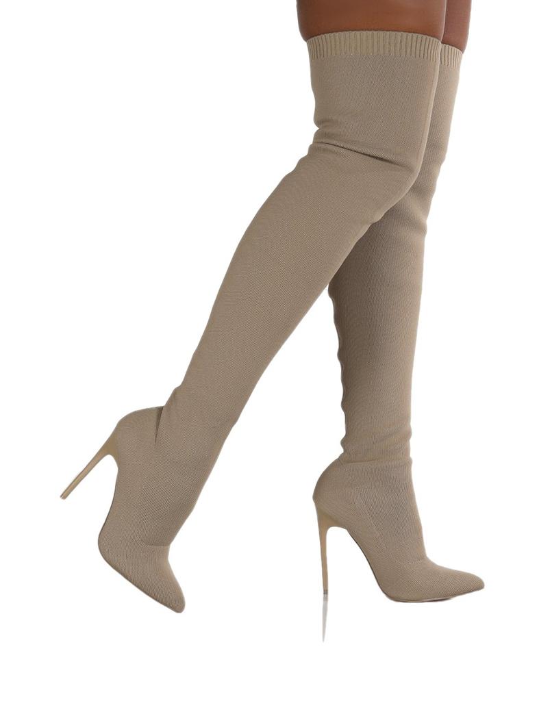 Large Size Boots Knitted Sexy Stiletto 2025 Autumn and Winter New Ins Knee Socks Boots