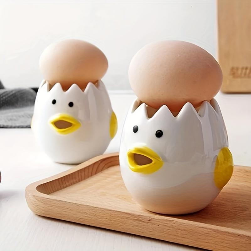 2pcs Ceramic Adorable Duck Egg Yolk, White Separator , Cute Duck-Shaped Baking Tool with Easy Pour Design, Durable Kitchen Gadget for Baking