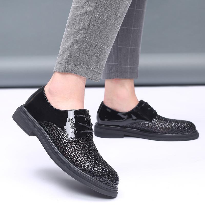 Sandali estivi da uomo sandali da uomo intrecciati a mano traspiranti scarpe in pelle business casual scarpe con fori scarpe da uomo scarpe con plateau