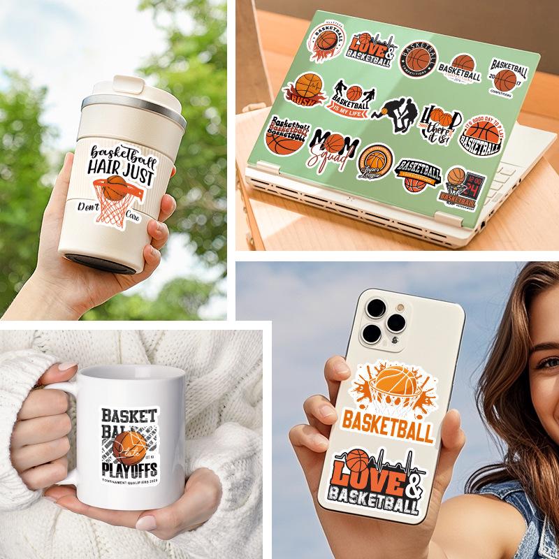 50 Basketball-Sticker für Laptops, Handys, Planer & mehr - Wasserdicht & Dekorativ