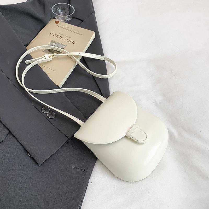 

New versatile solid color minimalist design vertical mobile phone bag trendy fashion shoulder messenger bag women белый