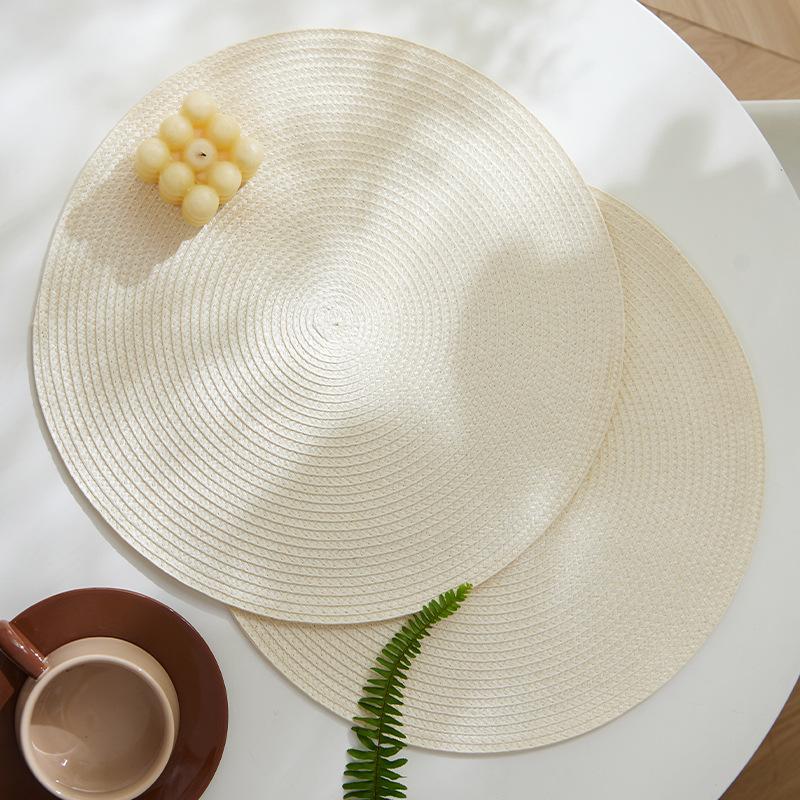 Round Nordic Style PP Placemat Table Mat Western Table Mat Woven Dining Table Anti-scalding Heat Insulation Mat Heat Insulation Table Mat