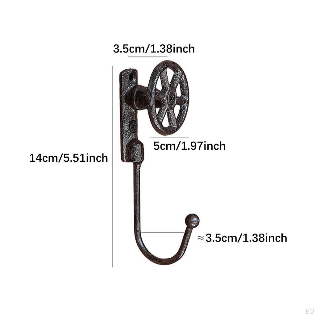 Cast Iron Wall Hook Hanging Decor Wheel Ornament Antique Rustic Multipurpose Garden Plant