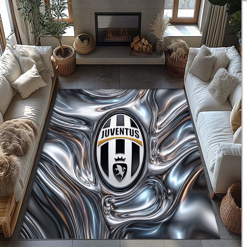 Tappeto in Flanella Stampato Juventus FC Antiscivolo Morbido Poliestere Tappeto per Pavimento Tappetino Decorativo per Interni per Camera da Letto Soggiorno Divano